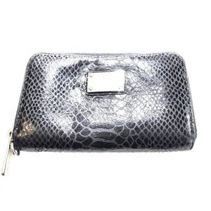 Michael Kors Women's Black Snake Skin Pattern Round Zip Short Wallet